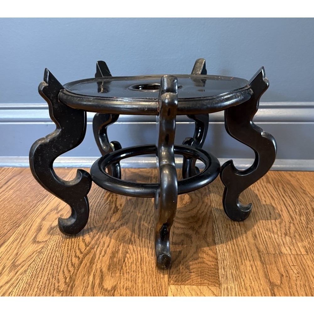 Chinese Wooden Pedestal Stand for Oriental Ginger Jar Planter Holds 9.25" Pot